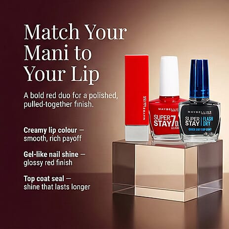 Maybelline Red Lips and Nails with Top Coat Set