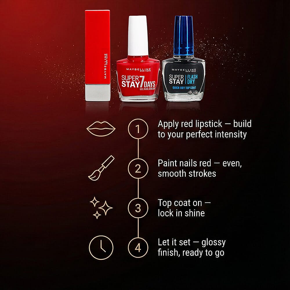Maybelline Red Lips and Nails with Top Coat Set