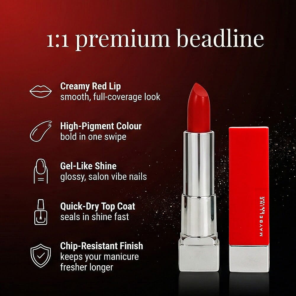 Maybelline Red Lips and Nails with Top Coat Set