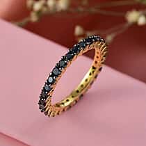 D'Joy Black Diamond Band Ring in 18K Vermeil Yellow Gold Plated Sterling Silver 1.11 Ct.