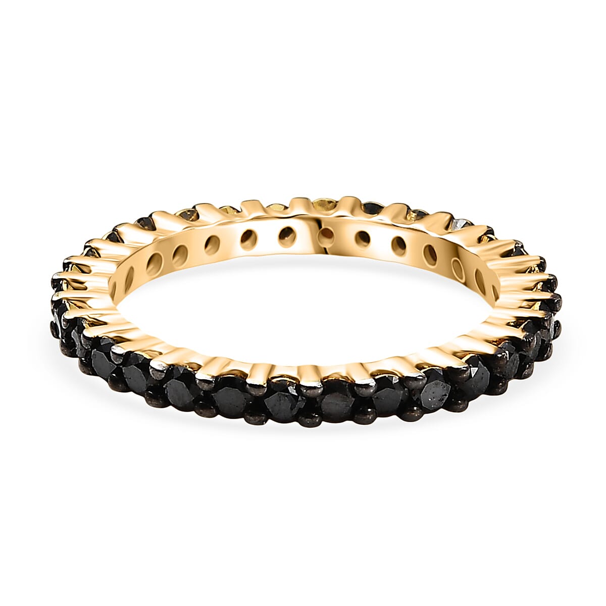 D'Joy Black Diamond Band Ring in 18K YG VermeilSterling Silver  1.110  Ct.