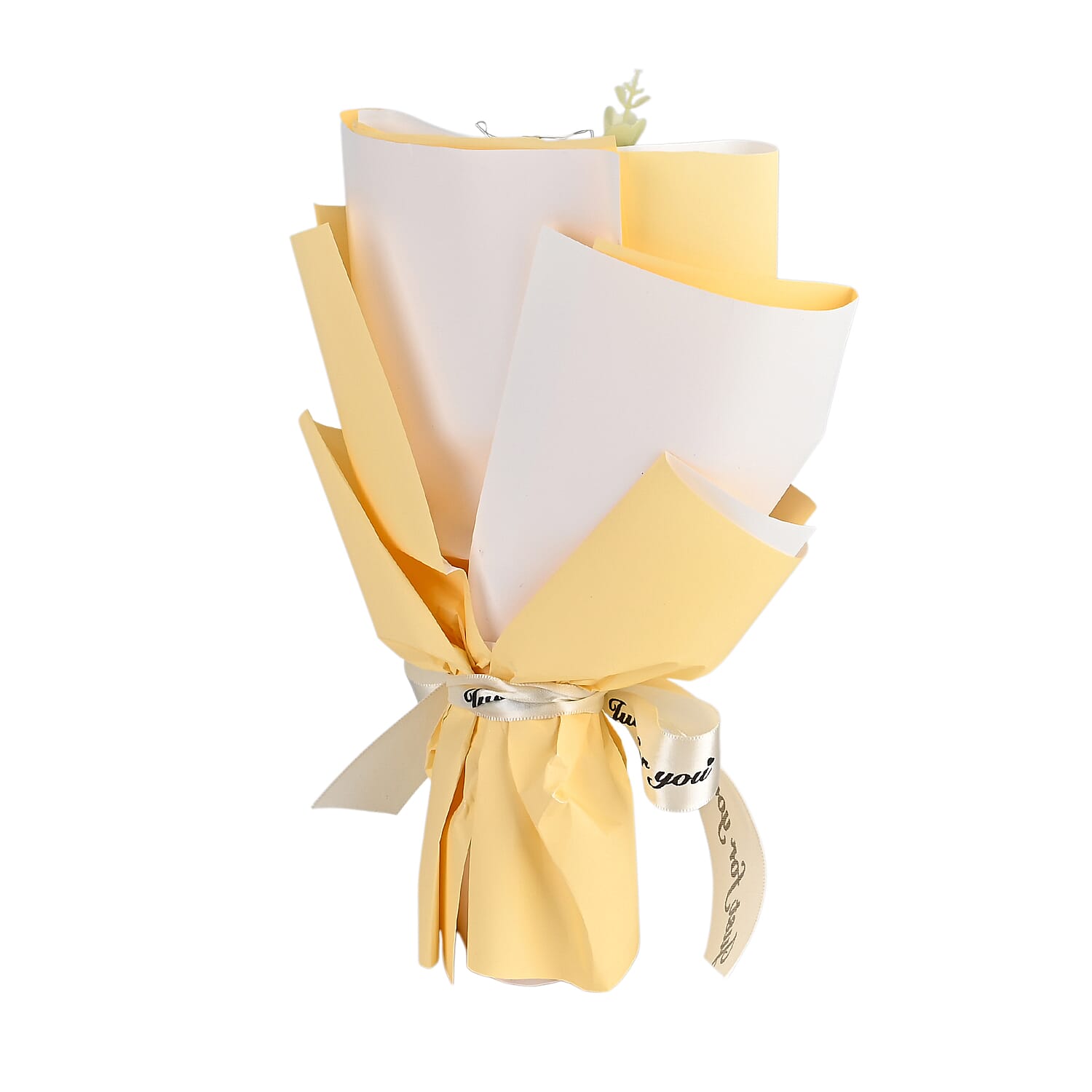 LIVMORE Handmade Knitted Flower Bouquet with 10 LED Lights (26cm) - Yellow