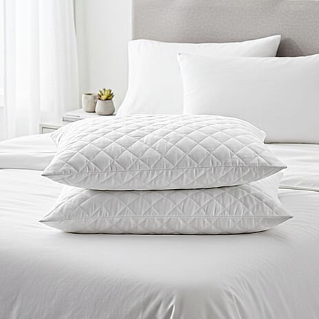 Livmore Pack of 2 Hotel Quality Quilted Pillows - White