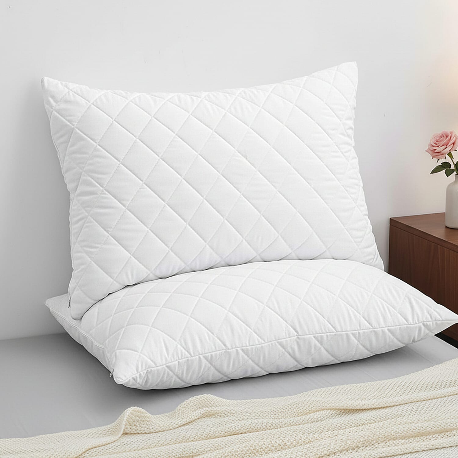 Livmore Pack of 2 Hotel Quality Quilted Pillows - White