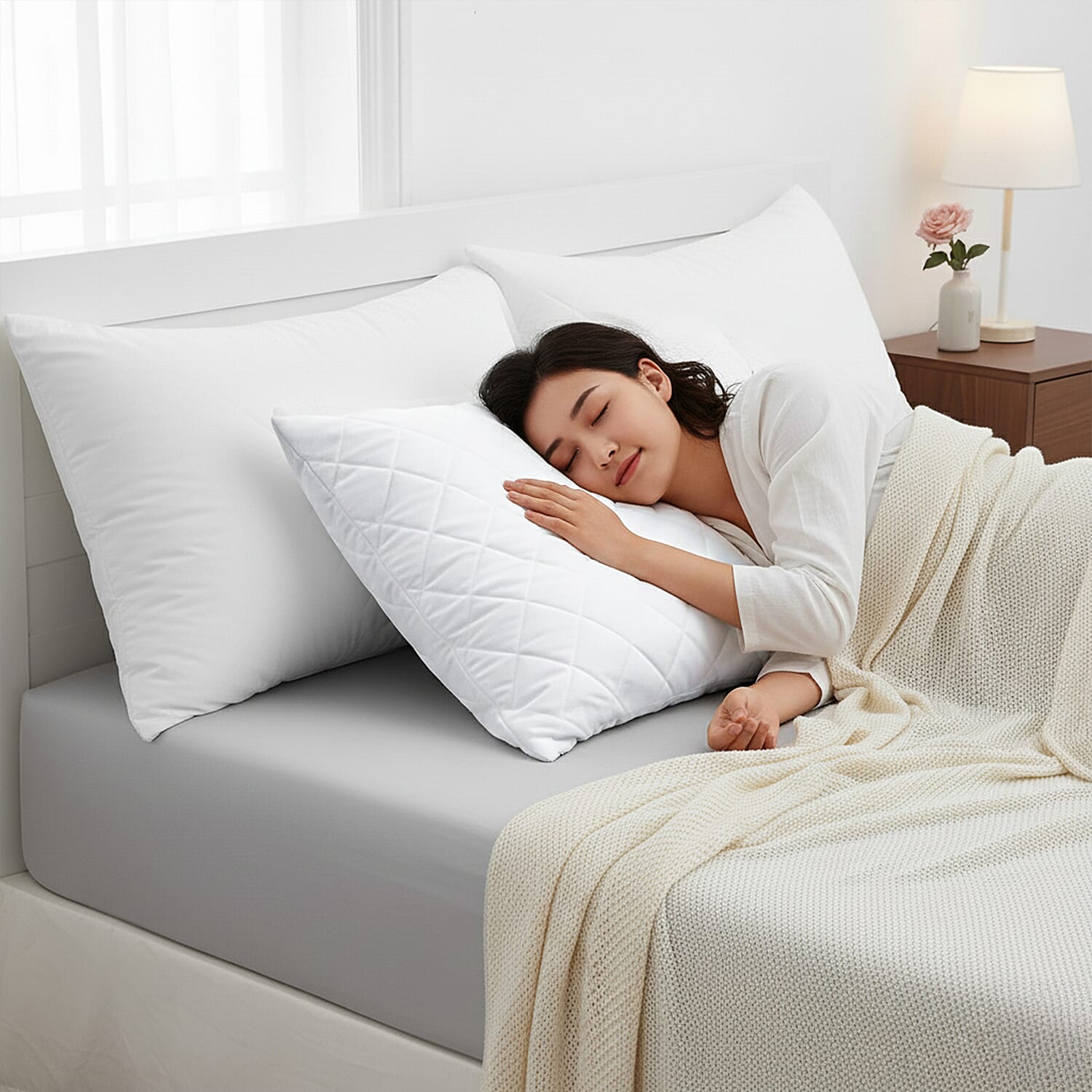 Livmore Pack of 2 Hotel Quality Quilted Pillows - White