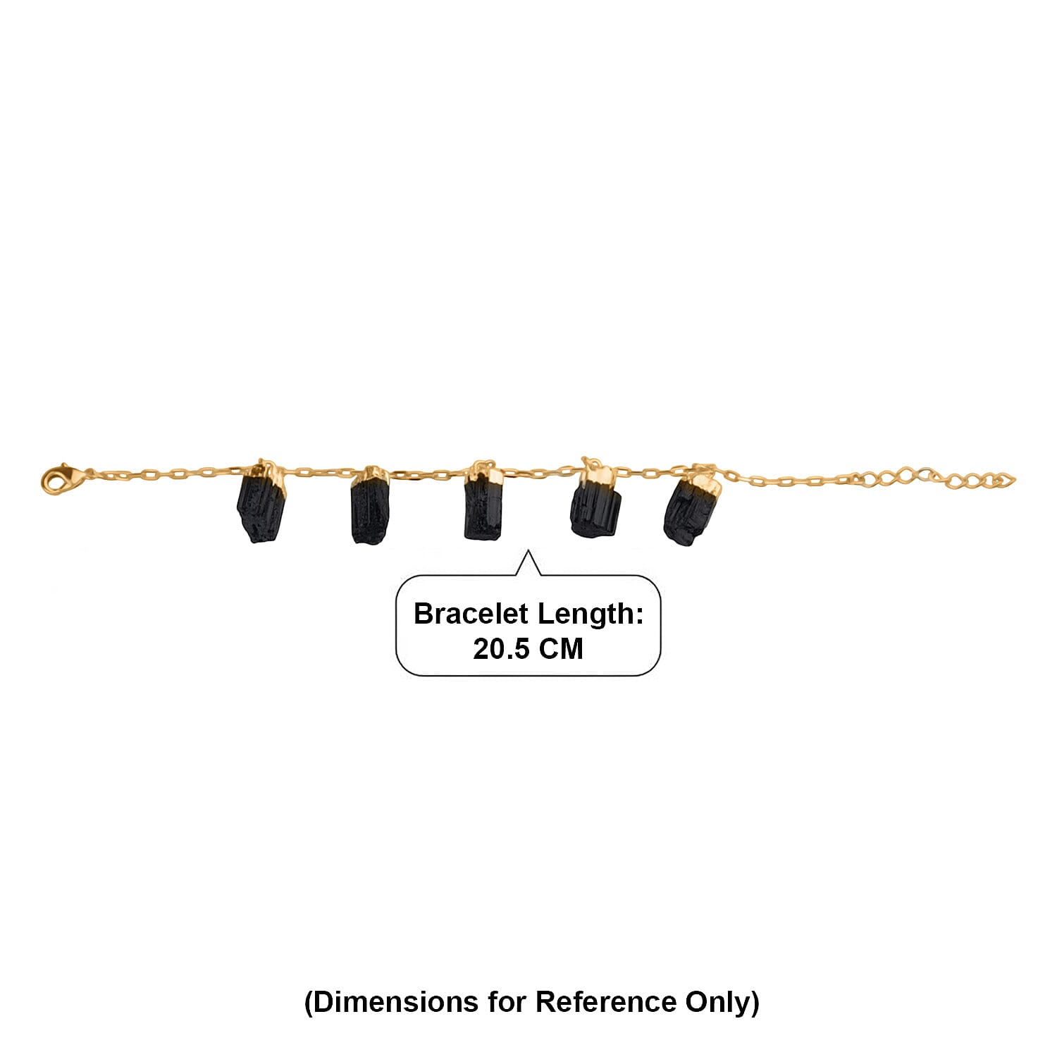 Black Tourmaline Rough Cut Bracelet (Size 7 - 1.5 Ext) in Yellow Gold Plated 20.00 Ct.
