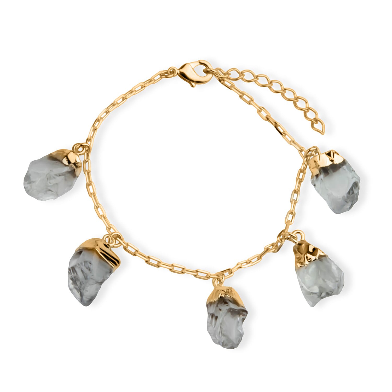 Prasiolite Rough Cut Bracelet (Size 7 - 1.5 Ext) in Yellow Gold Plated 20.00 Ct.