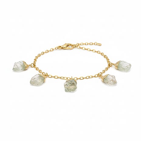 Prasiolite Rough Cut Bracelet (Size 7 - 1.5 Ext) in Yellow Gold Plated 20.00 Ct.