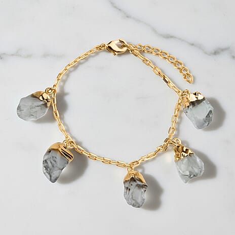 Prasiolite Rough Cut Bracelet (Size 7 - 1.5 Ext) in Yellow Gold Plated 20.00 Ct.