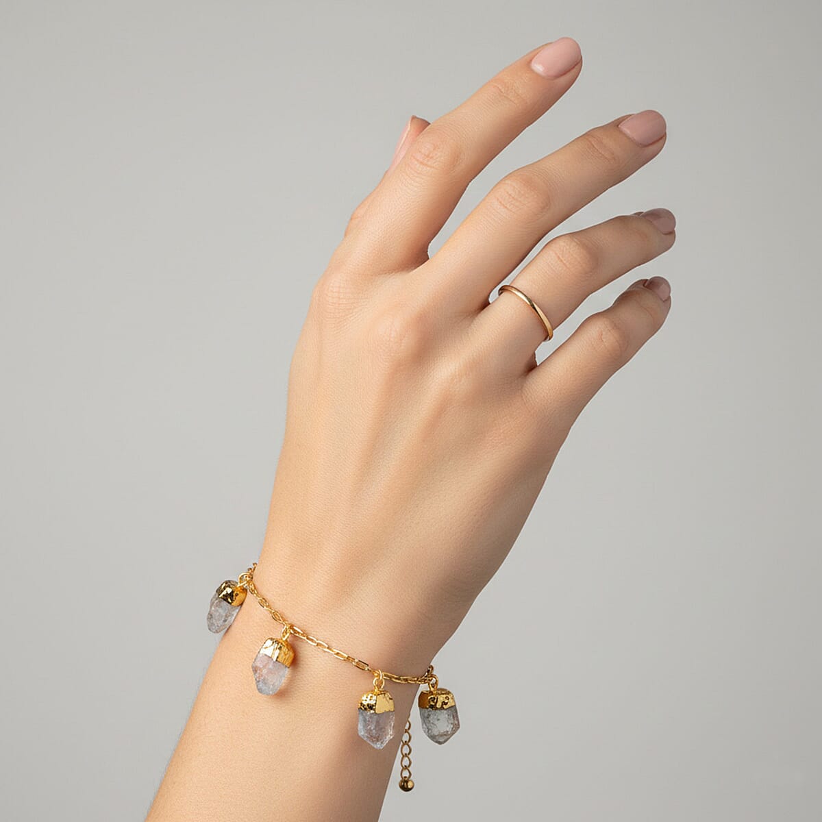 Prasiolite Rough Cut Bracelet (Size 7 - 1.5 Ext) in Yellow Gold Plated 20.00 Ct.