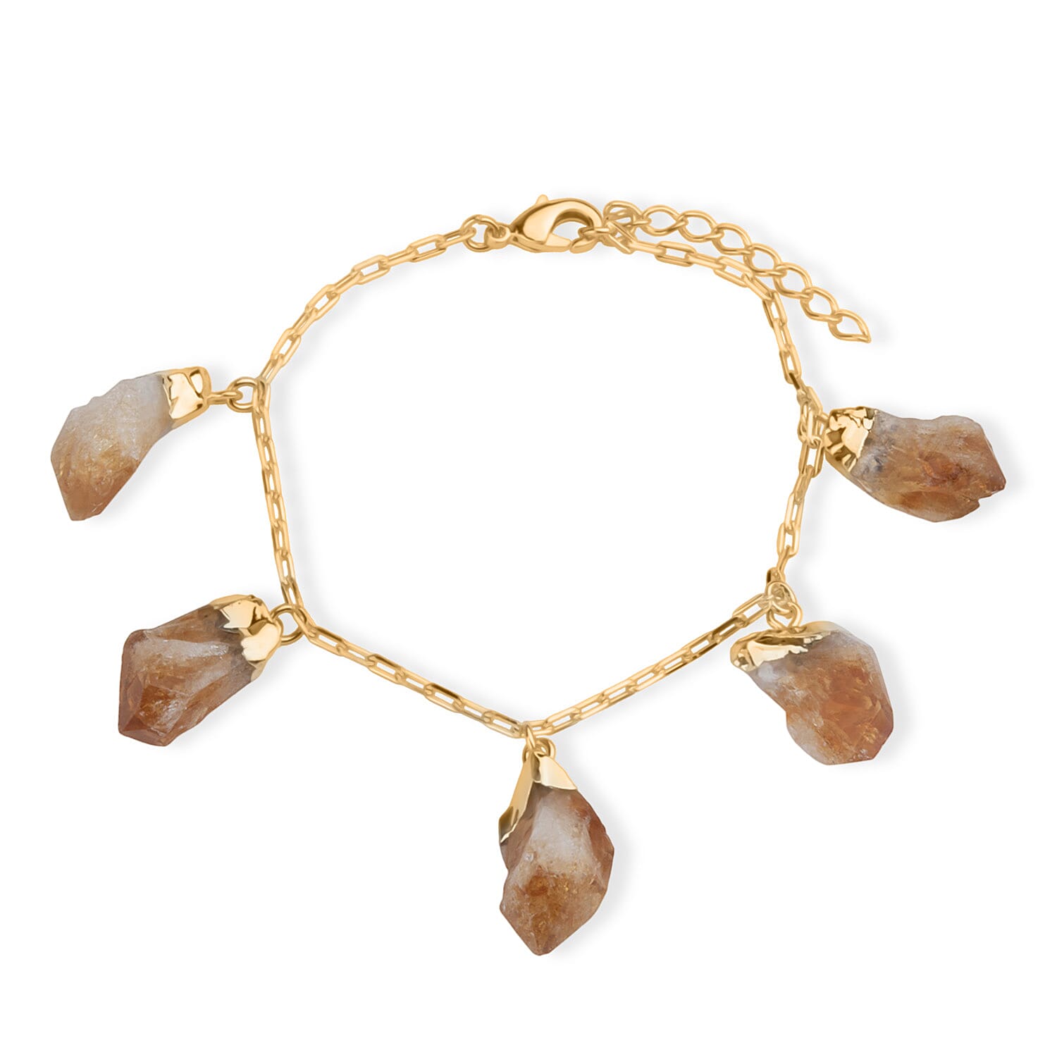 Citrine Rough Cut Bracelet (Size 7 - 1.5 Ext) in Yellow Gold Plated 20.00 Ct.