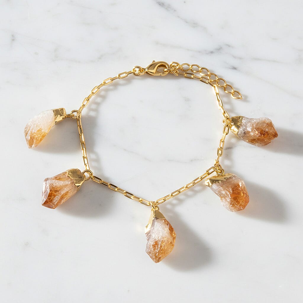 Citrine Rough Cut Bracelet (Size 7 - 1.5 Ext) in Yellow Gold Plated 20.00 Ct.