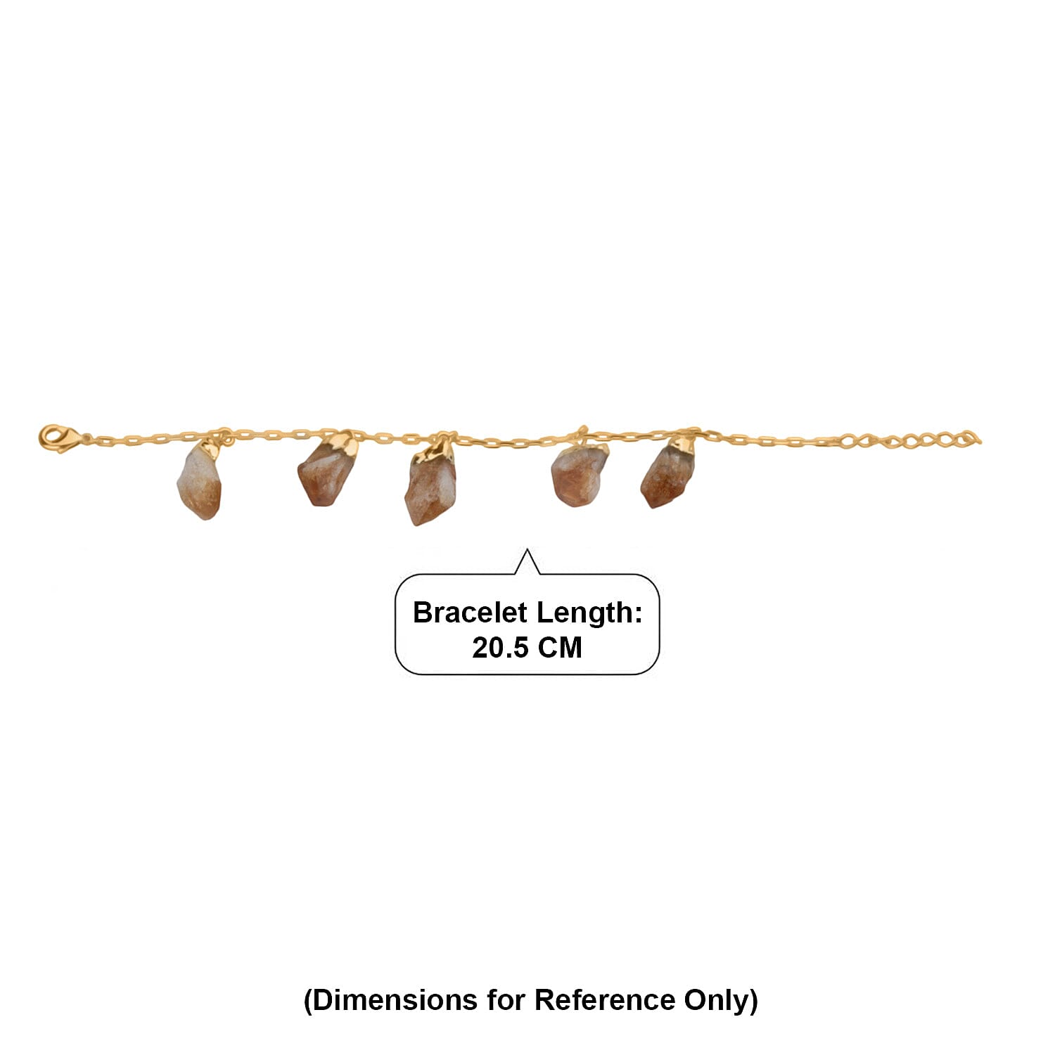 Citrine Rough Cut Bracelet (Size 7 - 1.5 Ext) in Yellow Gold Plated 20.00 Ct.