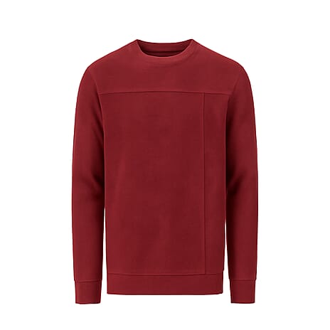 Cotton Crew Neck Sweatshirt (Size L) - Deep Red