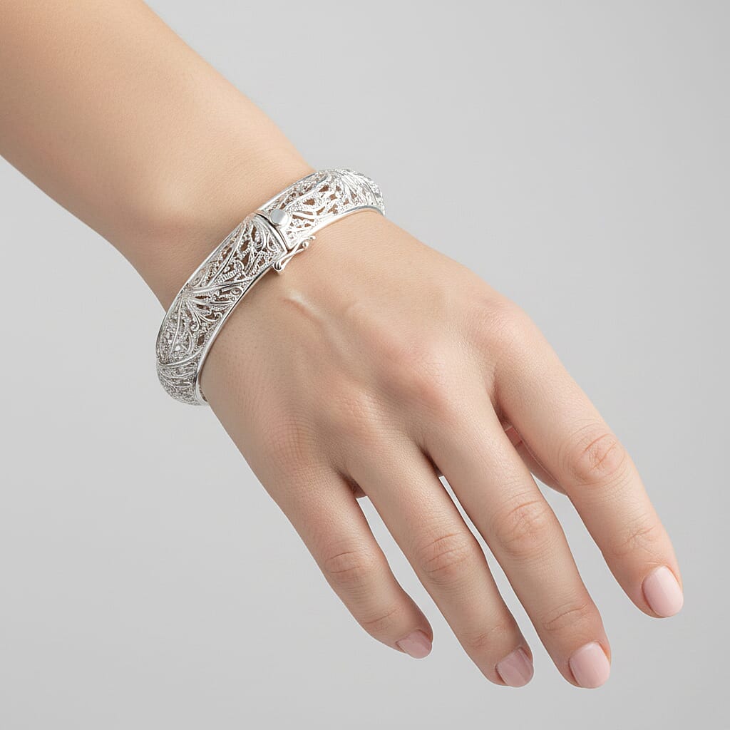 D'Joy Sterling Silver Bangle, Silver Wt.33.65 Gms