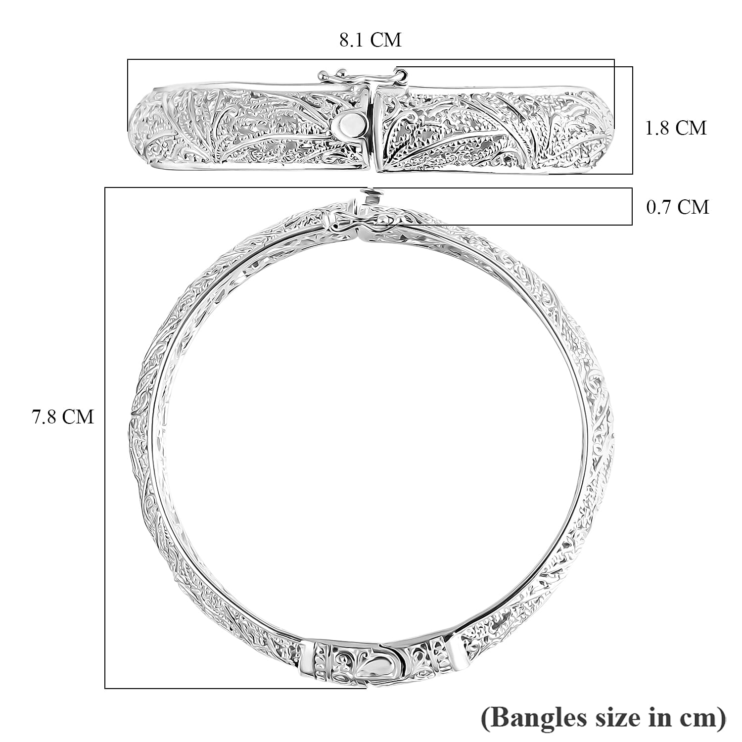 D'Joy Sterling Silver Bangle, Silver Wt.33.65 Gms