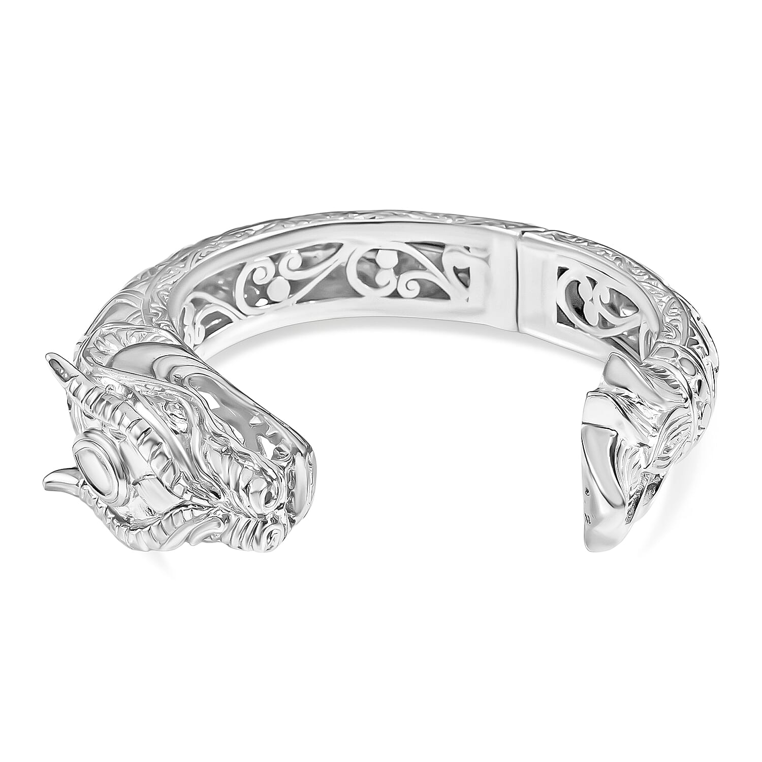 Bali Legacy NAGA BESUKHI DRAGON Sterling Silver Cuff Bangle (Size 7.5), Silver Wt. 99.50 Gms.