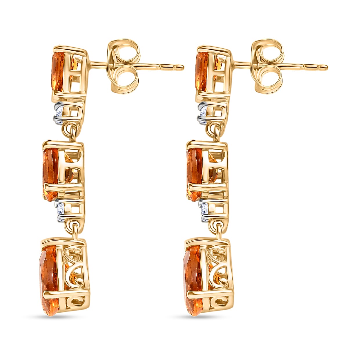 D'Joy Serra Gaucha Citrine & White Zircon Dangling Earring Sterling Silver 4.43 Ct.