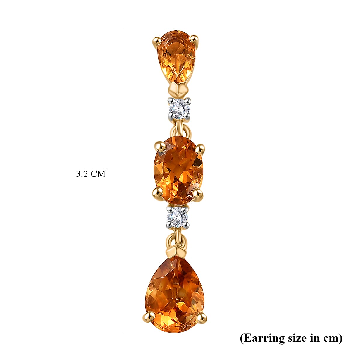 D'Joy Serra Gaucha Citrine & White Zircon Dangling Earring Sterling Silver 4.43 Ct.