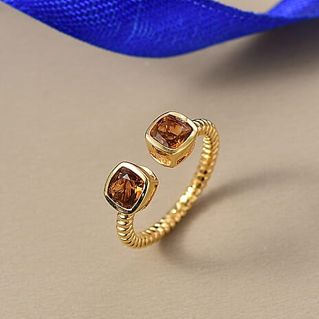 D'Joy Serra Gaucha Citrine Ring in Yellow Gold Plated Sterling Silver 1.09 Ct.