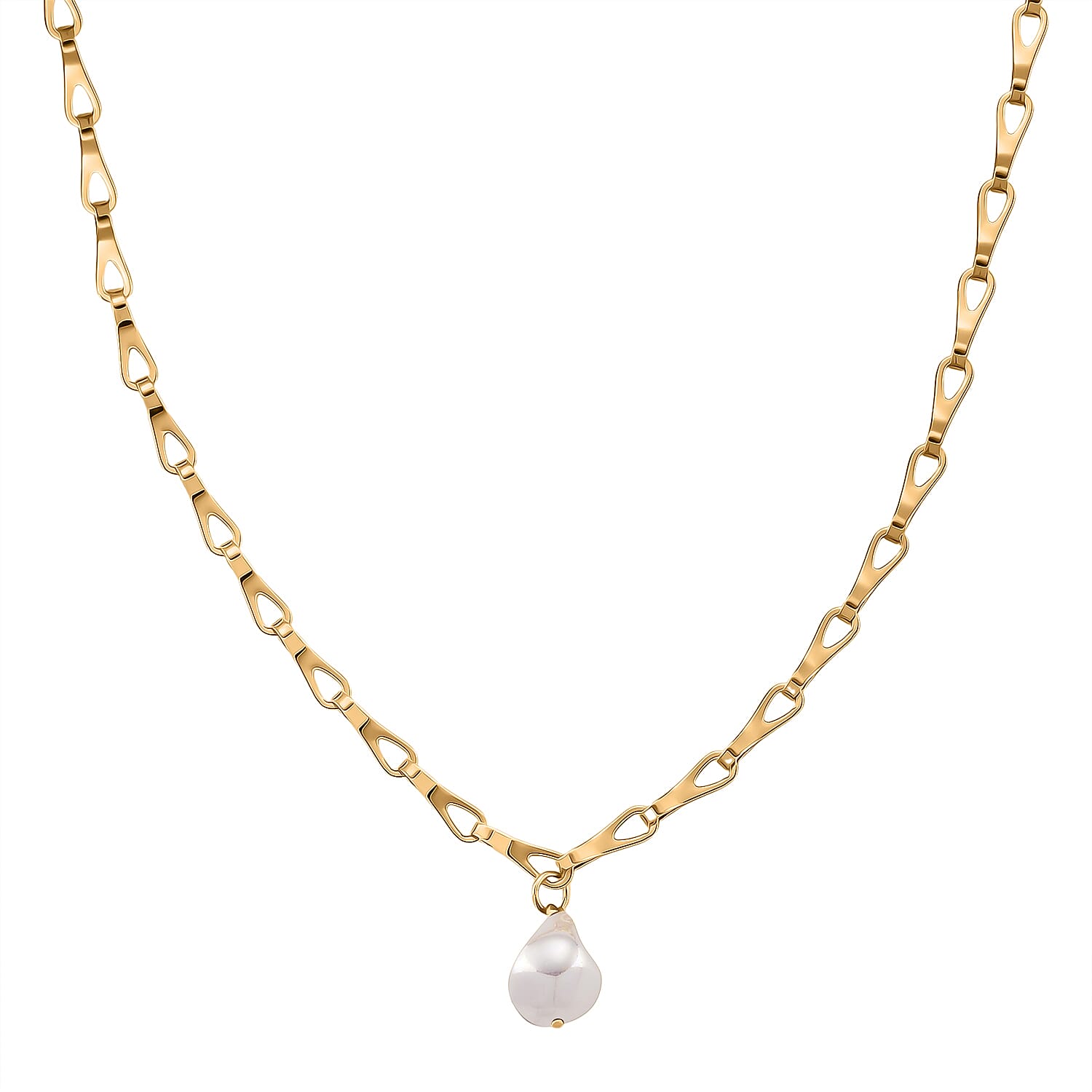 Designer Inspired- White Shell Pearl Necklace (Size - 20-2 Inch Ext)