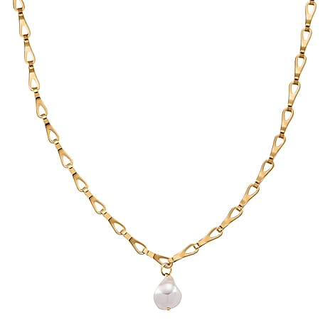 Designer Inspired- White Shell Pearl Necklace (Size - 20-2 Inch Ext)