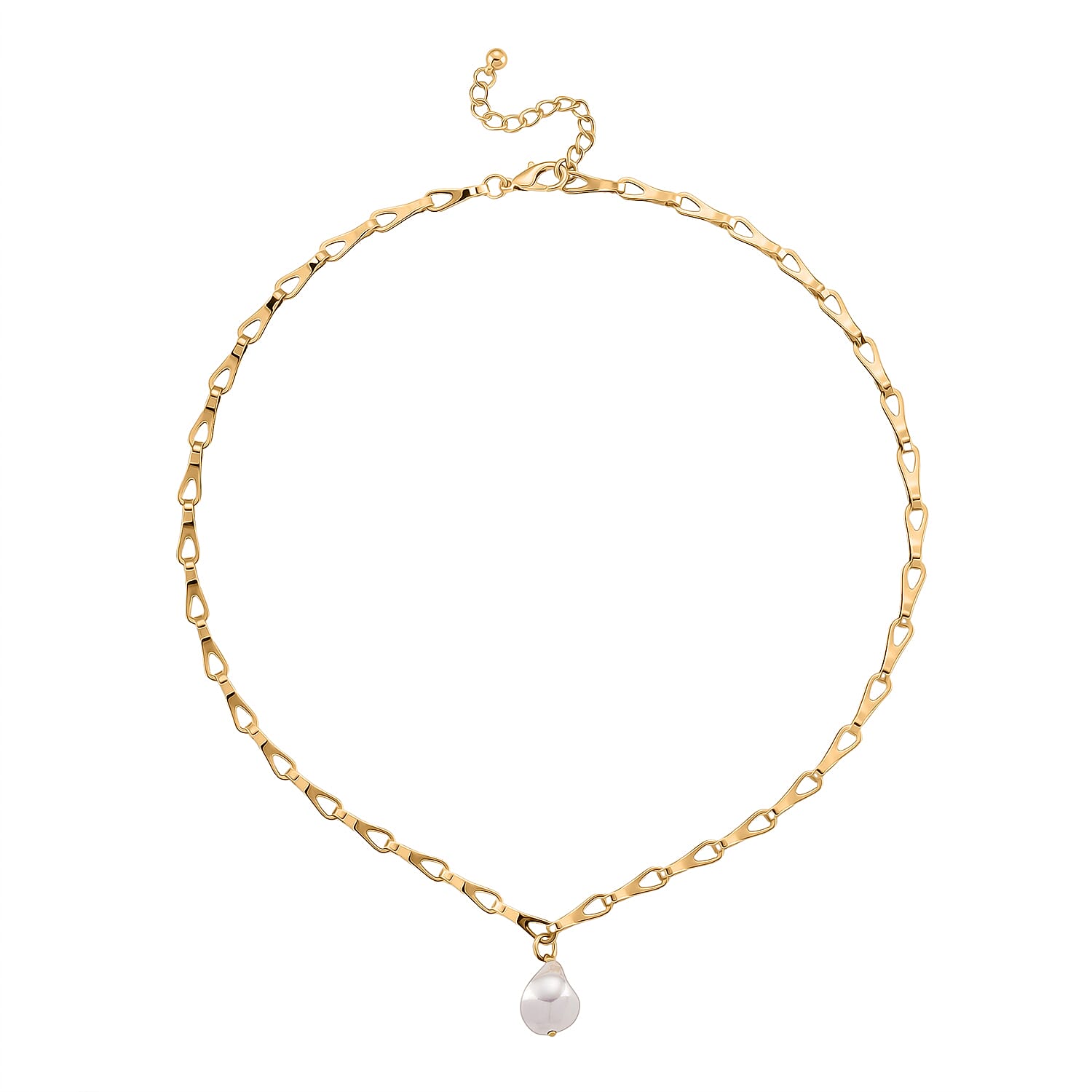 Designer Inspired- White Shell Pearl Necklace (Size - 20-2 Inch Ext)