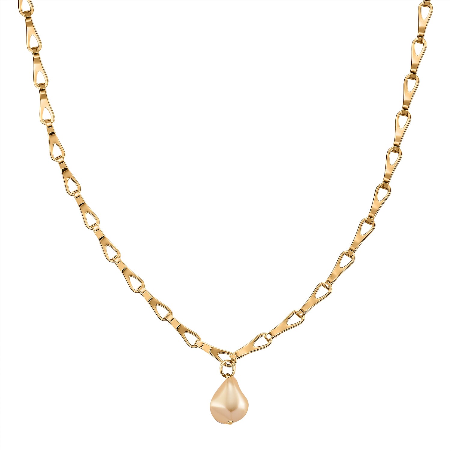 Designer Inspired - Golden Shell Pearl Necklace (Size - 20 - 2 Inch Ext)