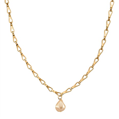 Designer Inspired - Golden Shell Pearl Necklace (Size - 20 - 2 Inch Ext)