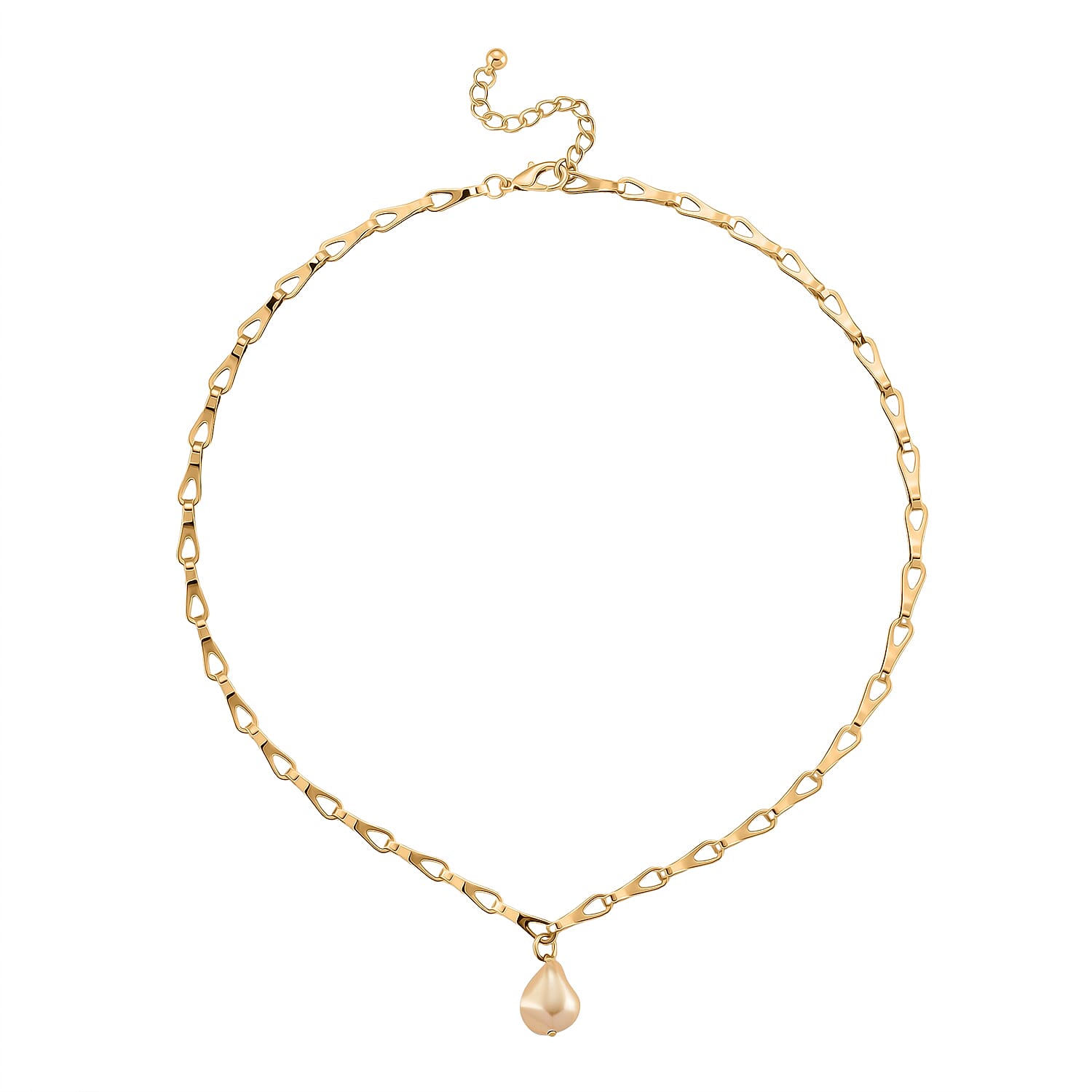 Designer Inspired - Golden Shell Pearl Necklace (Size - 20 - 2 Inch Ext)