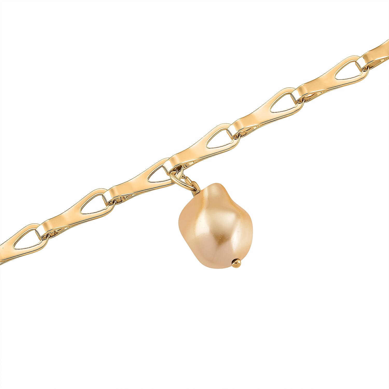 Designer Inspired - Golden Shell Pearl Necklace (Size - 20 - 2 Inch Ext)