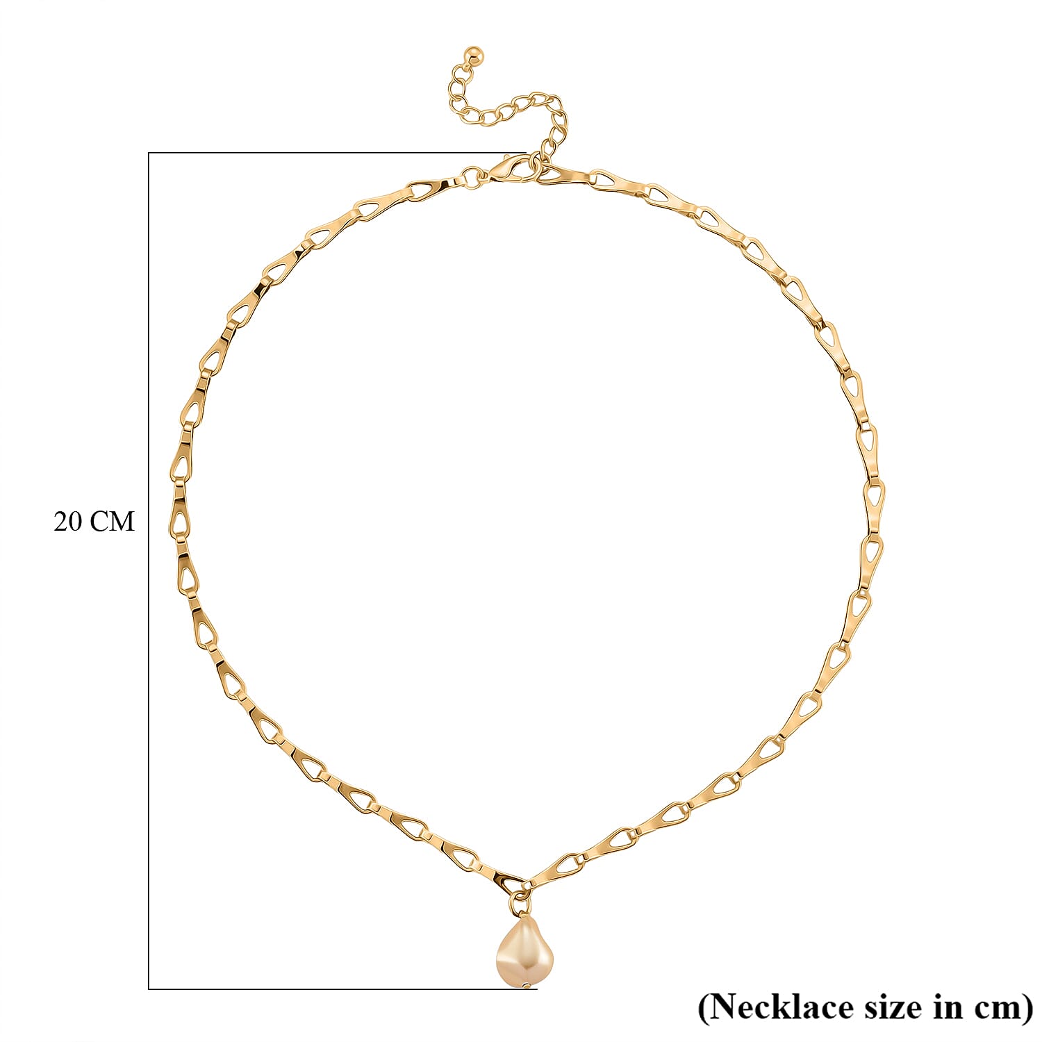 Designer Inspired - Golden Shell Pearl Necklace (Size - 20 - 2 Inch Ext)