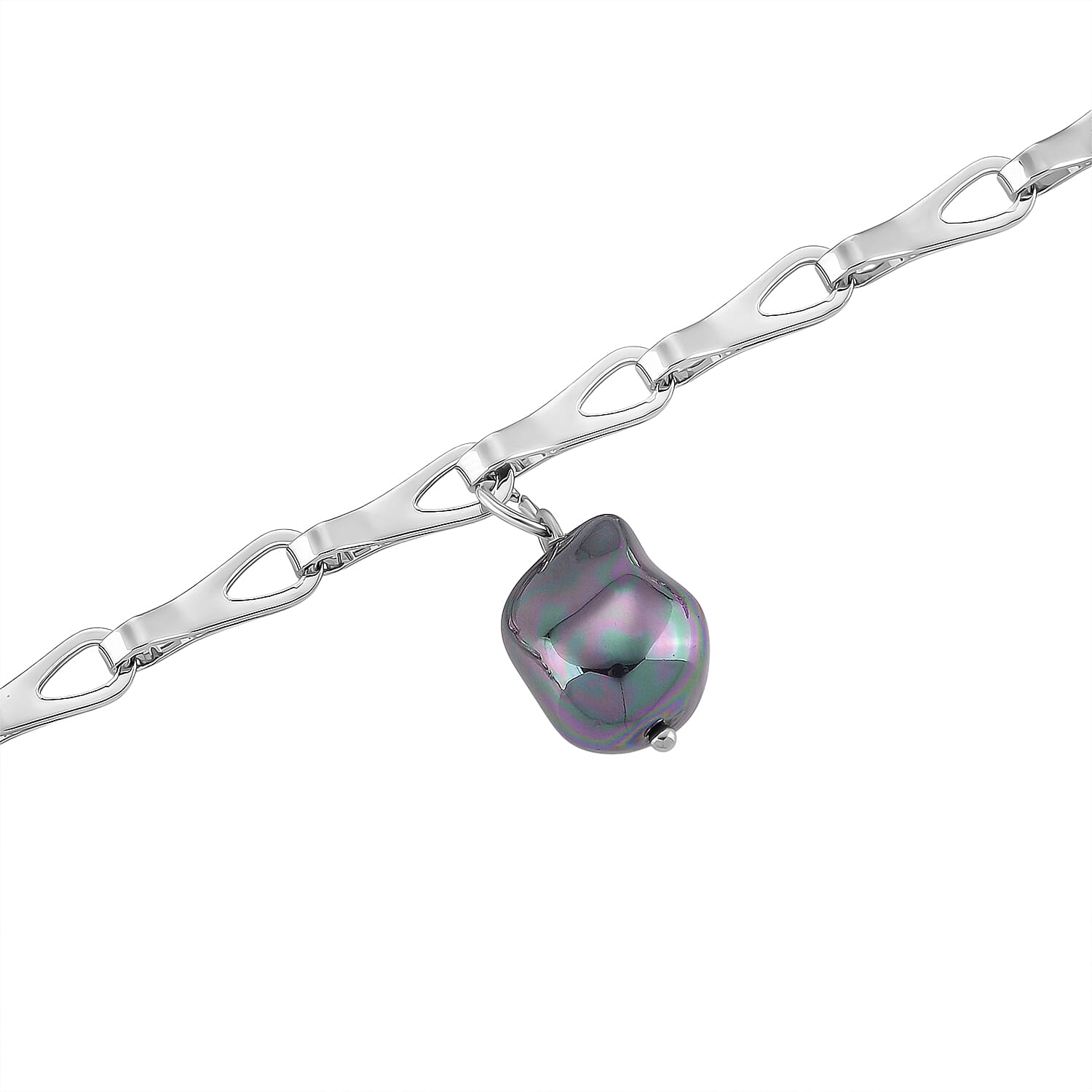 Designer Inspired- Peacock Color Shell Pearl Necklace (Size - 20 - 2 Inch Ext)