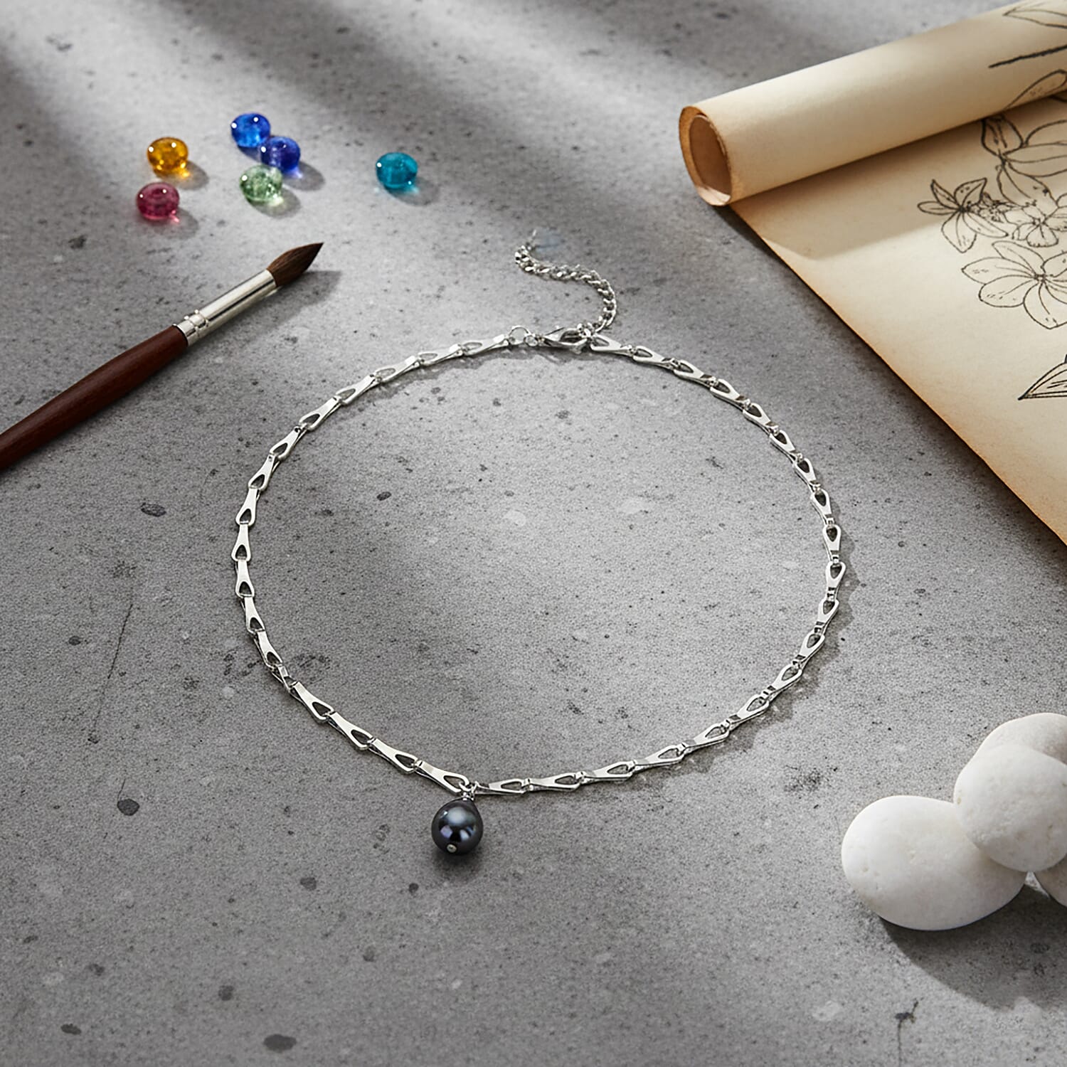 Designer Inspired- Peacock Color Shell Pearl Necklace (Size - 20 - 2 Inch Ext)