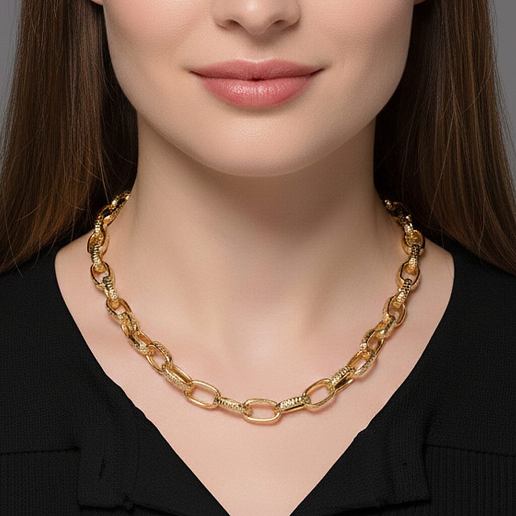 Chunky Paperclip Necklace (Size - 20 - 2 Inch Ext) in Yellow Gold Plated