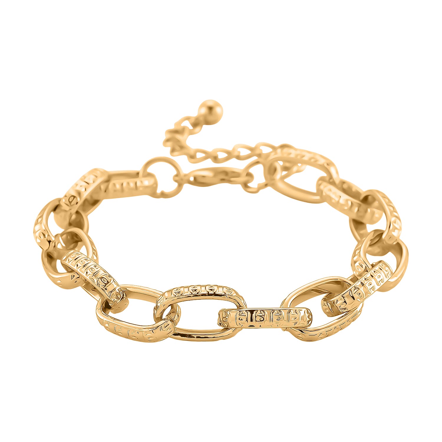 Paperclip Bracelet (Size - 7.5 - 2 Inch Ext) in Yellow Gold Plated