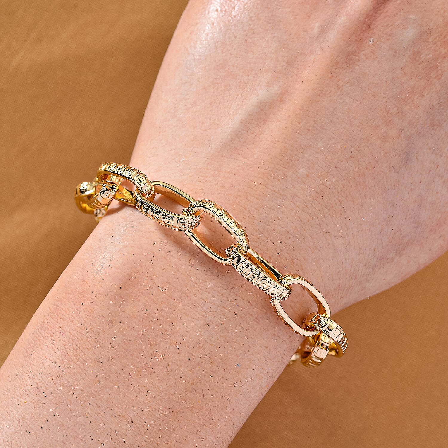Paperclip Bracelet (Size - 7.5 - 2 Inch Ext) in Yellow Gold Plated
