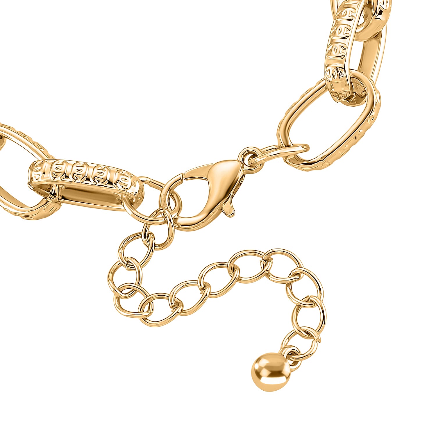 Paperclip Bracelet (Size - 7.5 - 2 Inch Ext) in Yellow Gold Plated