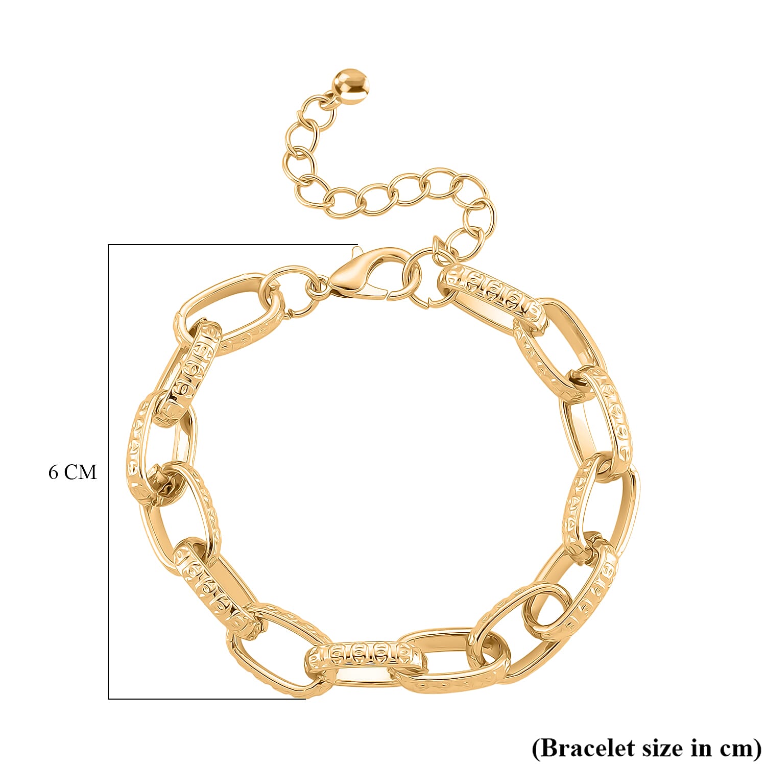 Paperclip Bracelet (Size - 7.5 - 2 Inch Ext) in Yellow Gold Plated