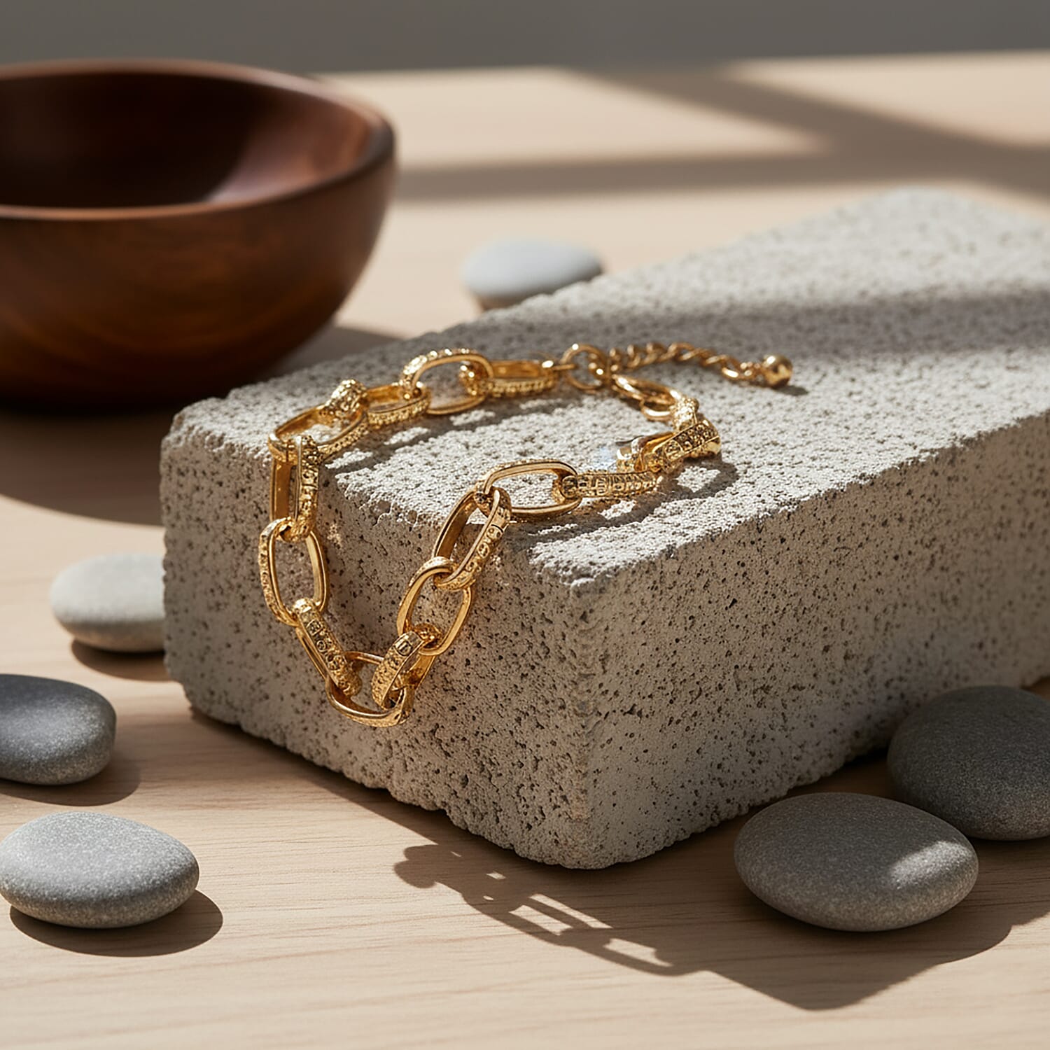 Paperclip Bracelet (Size - 7.5 - 2 Inch Ext) in Yellow Gold Plated