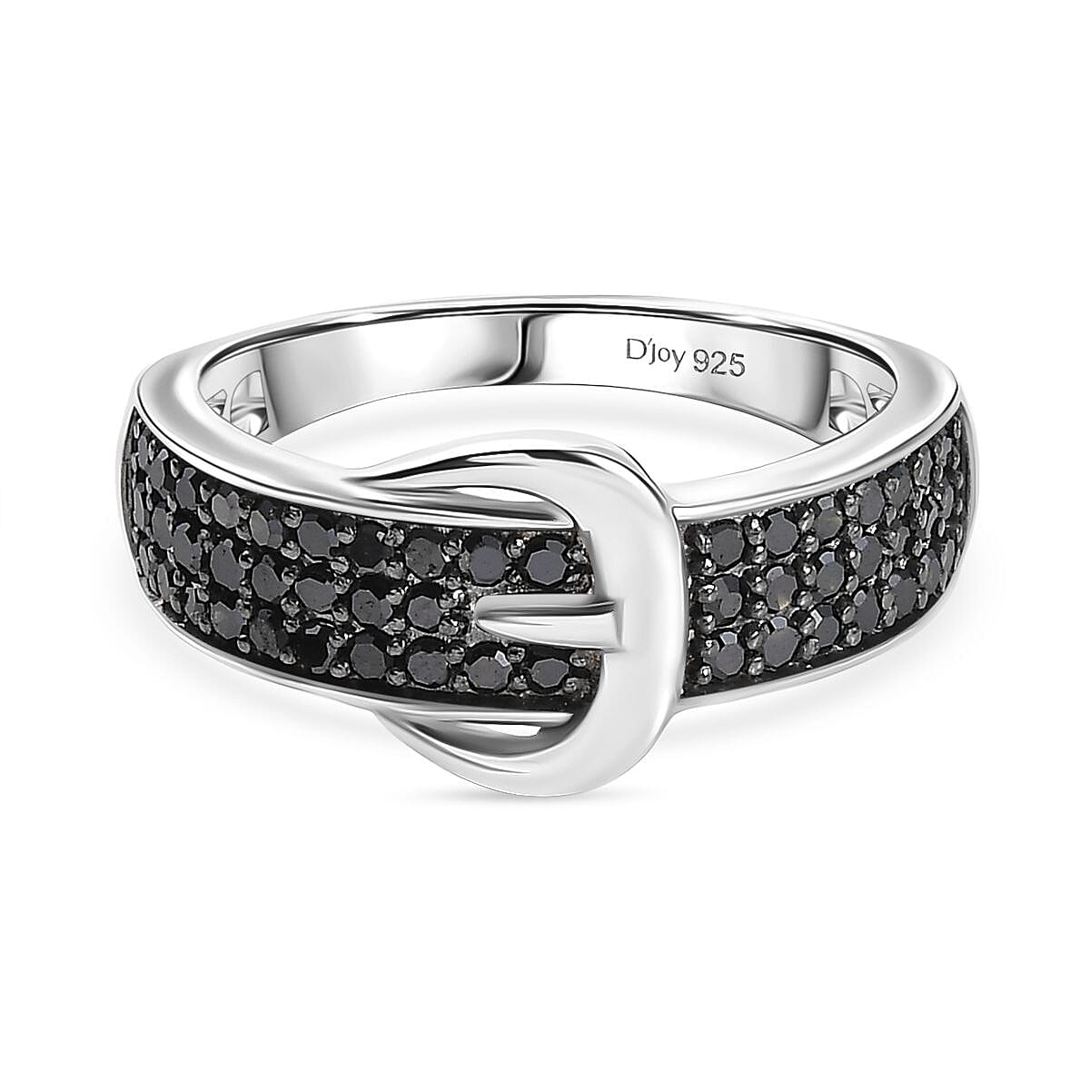 D'Joy Black Diamond Band Ring in Rhodium OverlaySterling Silver  0.50 Ct.
