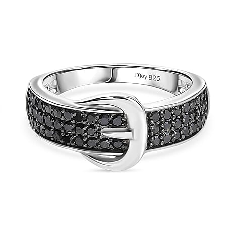 D'Joy Black Diamond Band Ring in Rhodium OverlaySterling Silver  0.50 Ct.