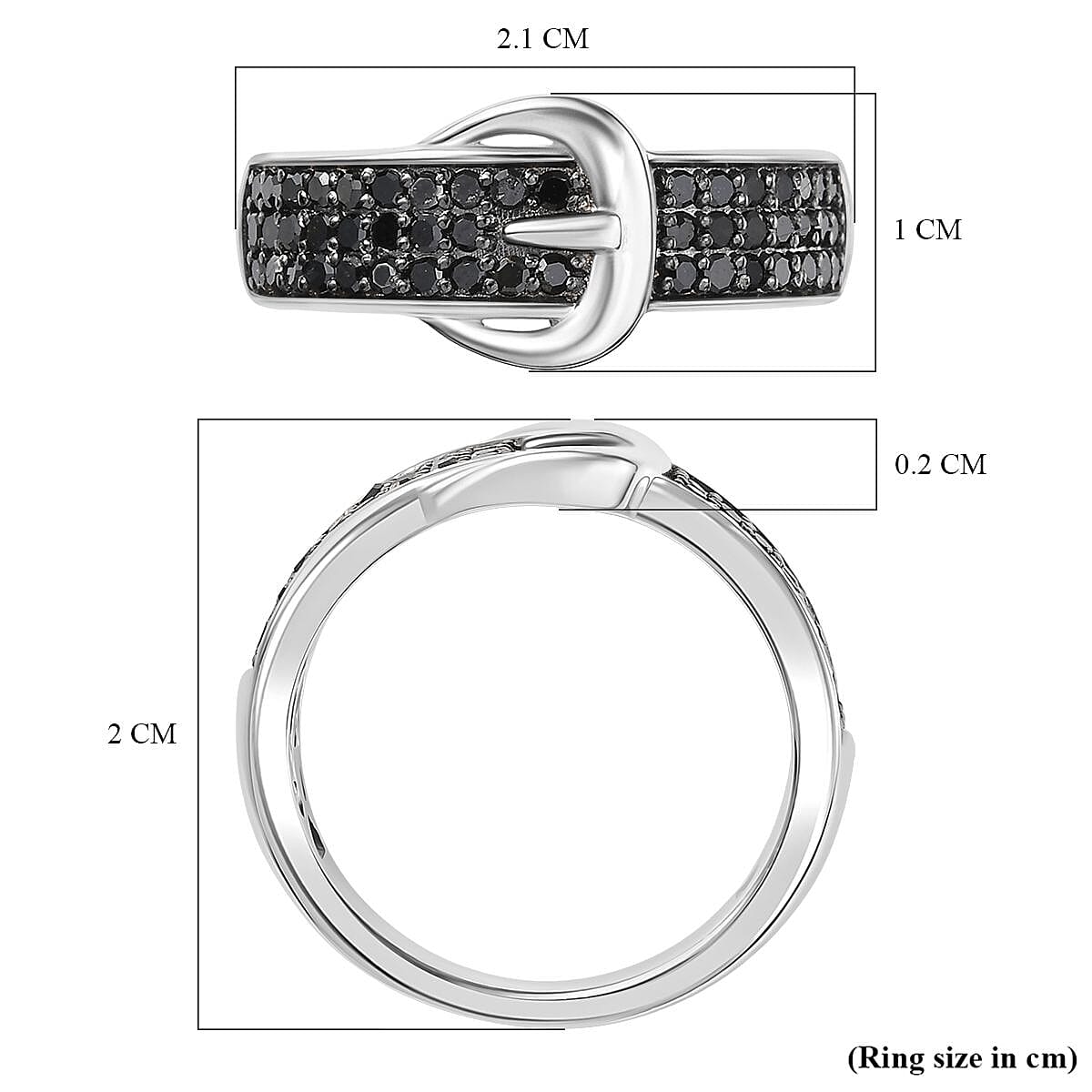D'Joy Black Diamond Band Ring in Rhodium OverlaySterling Silver  0.50 Ct.