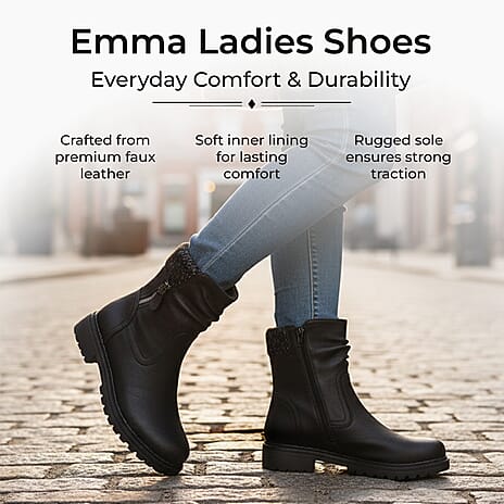 Emma Copenhagen Faux Suede Ankle Boots With Knit Cuff (Size 7) - Black