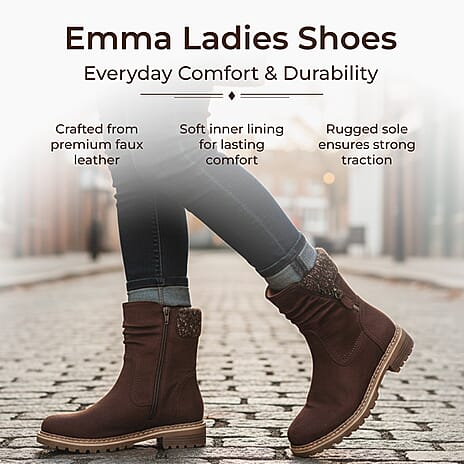 Emma Copenhagen Faux Suede Ankle Boots With Knit Cuff (Size 4) - Brown