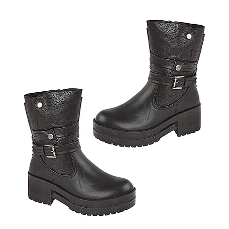 Emma Alice Faux Fur Lined Mid Calf Boots (Size 5) - Black