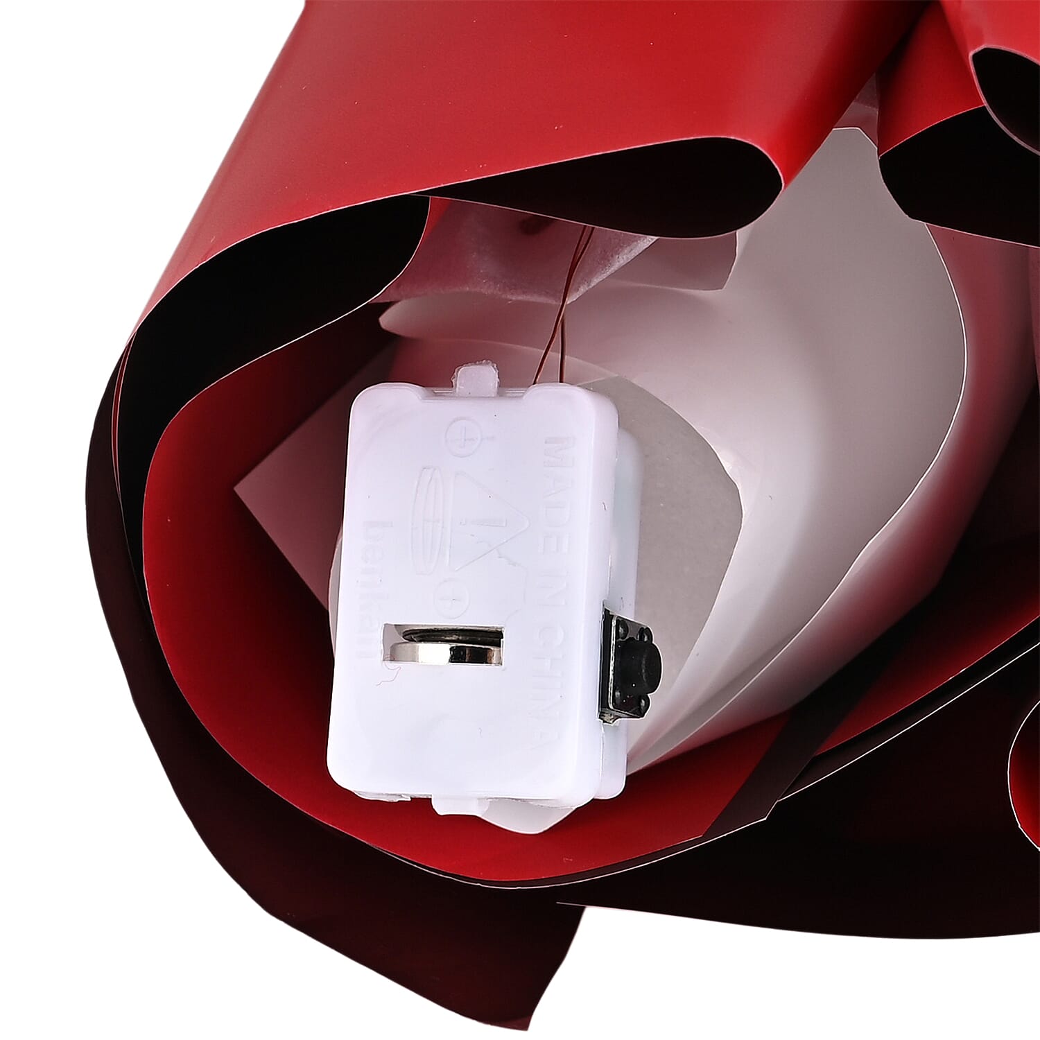 LIVMORE Handmade Knitted Flower Bouquet with Little Bear & LED Lights (26cm) - Red