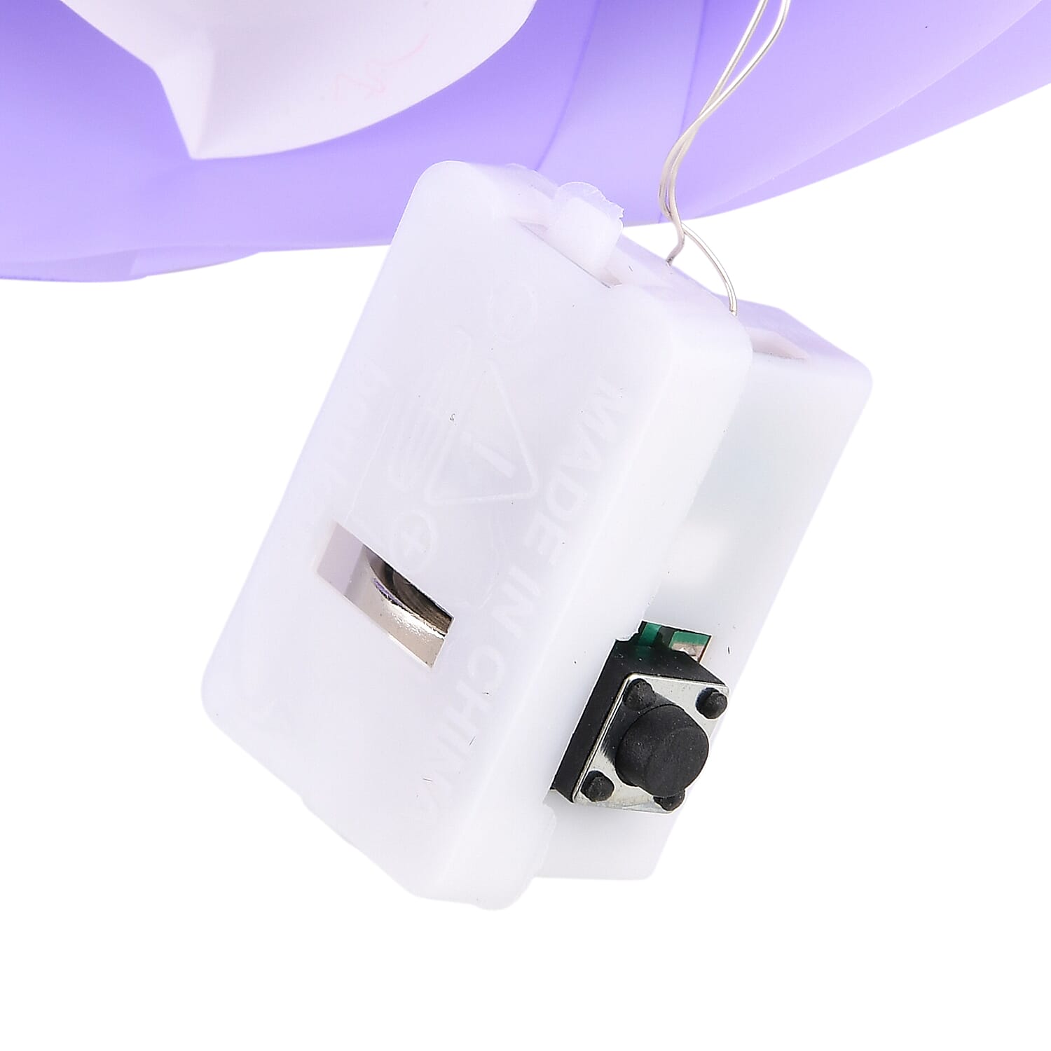 LIVMORE Handmade Knitted Flower Bouquet with Little Bear & LED Lights (26cm) - Purple