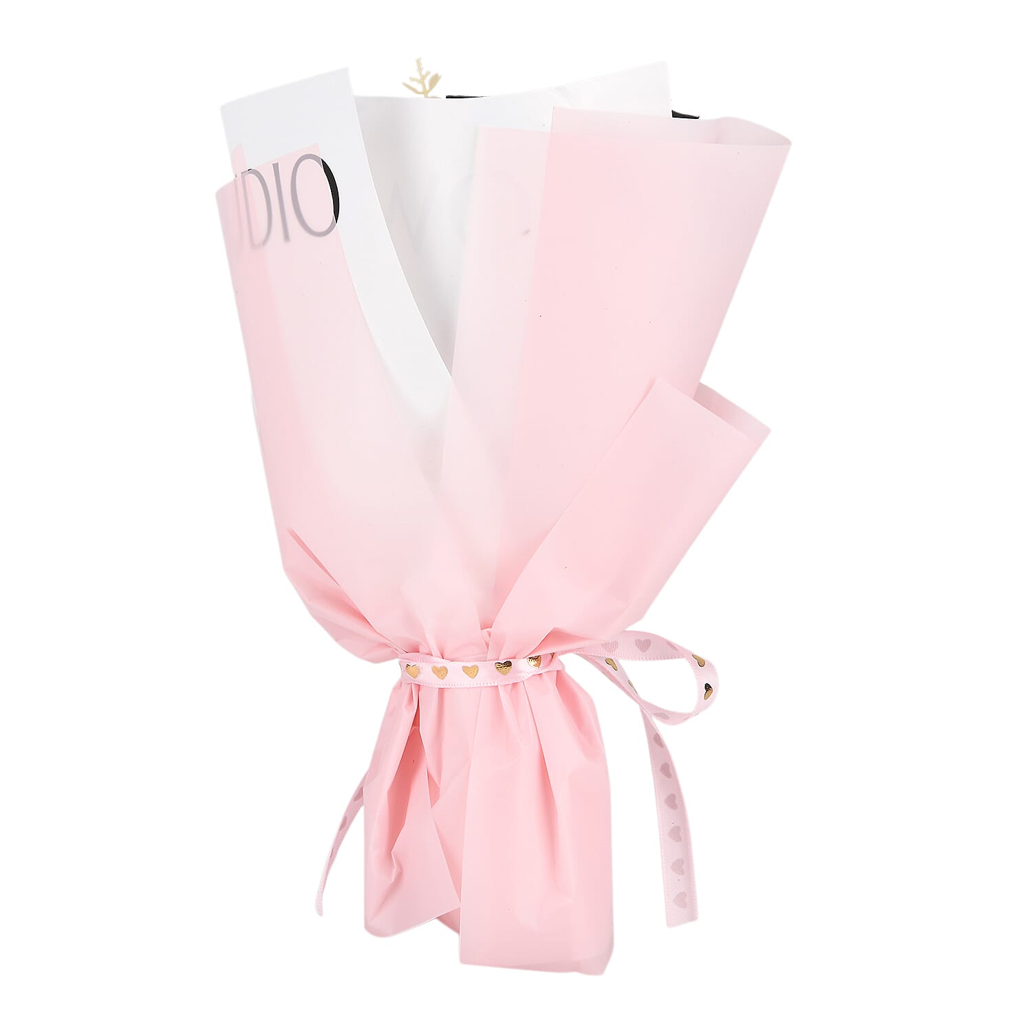 LIVMORE Handmade Knitted Flower Bouquet with Little Bear & LED Lights (26cm) - Pink