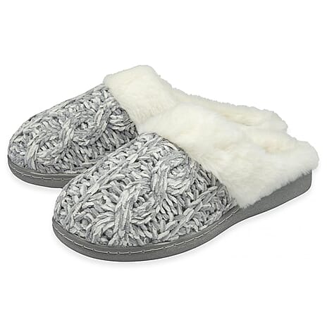 Dunlop Maeve Knitted Mule Slipper (Size 3) - Grey